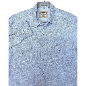 Larry Mahan Shirt Mens 3XL Blue Paisley Western Long Sleeve Snap Front Cotton